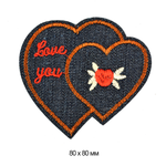 Термоаппликации джинсовые TBY Heart 80х80мм 10шт