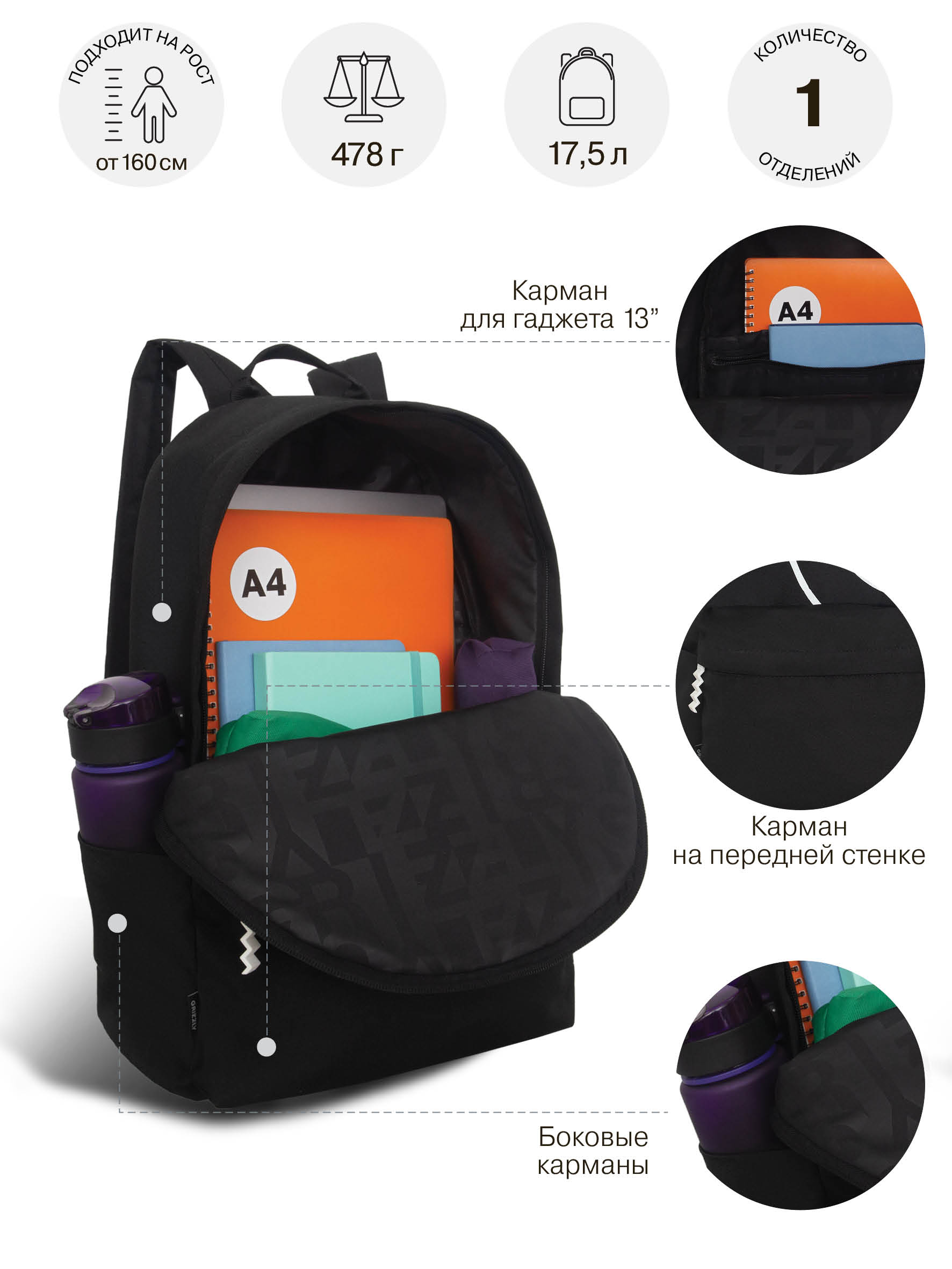 Рюкзак Grizzly мужской - фото 7