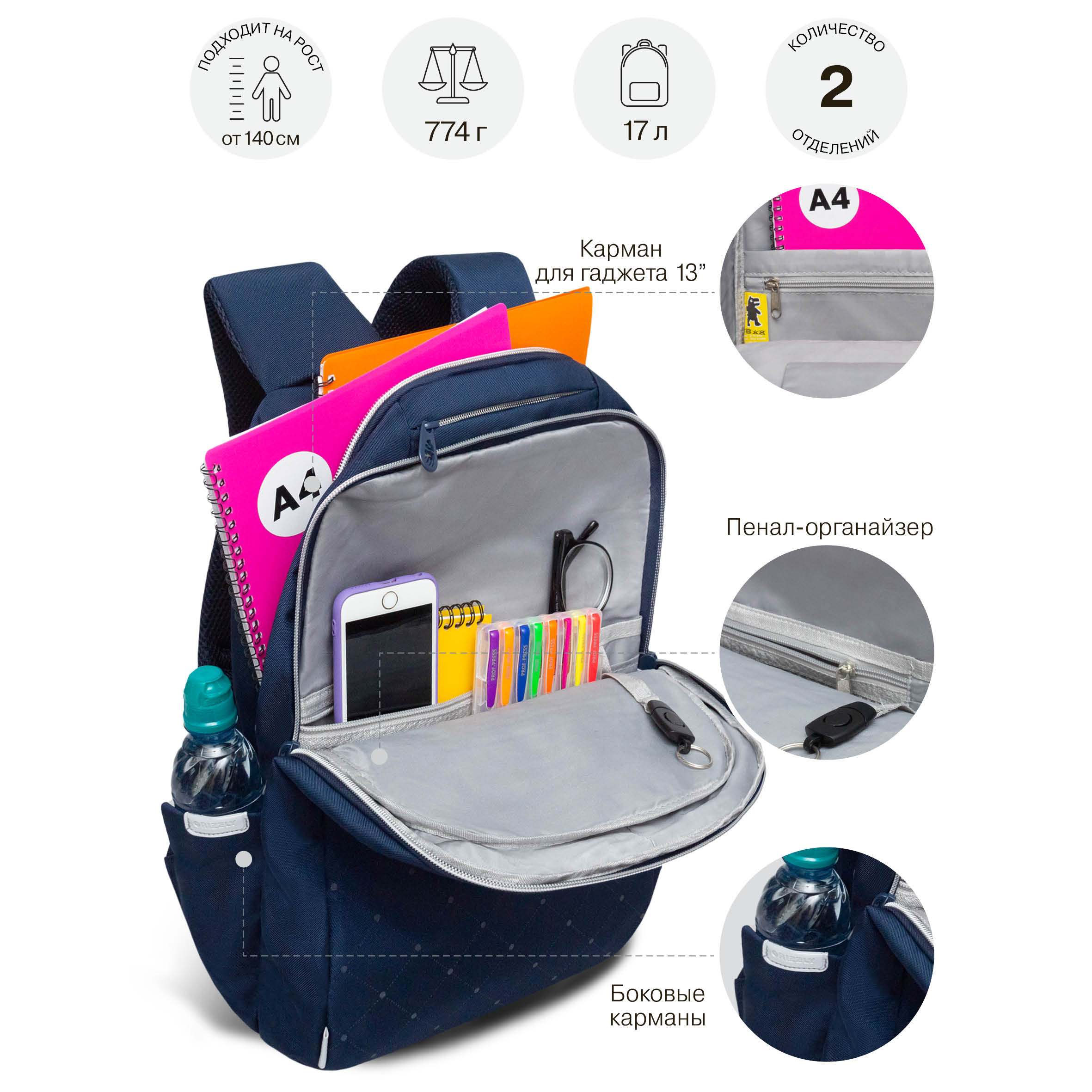 Рюкзак Grizzly для девочки - фото 6