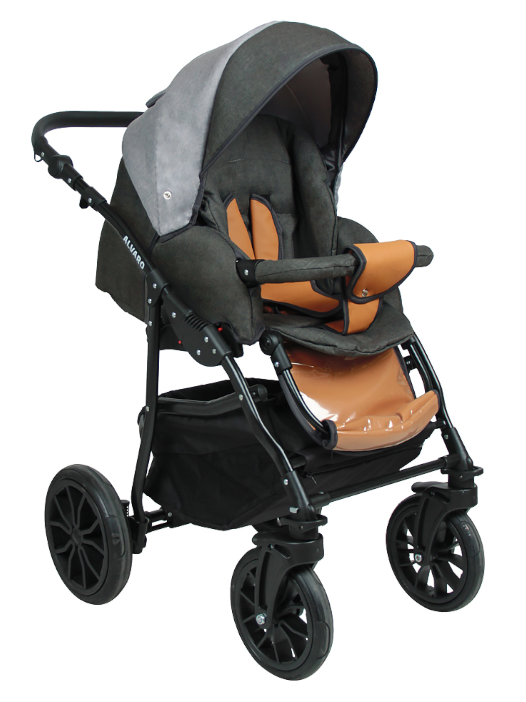 Коляска 3в1 alis Alvaro F 05 серый-оранжевый - фото 3