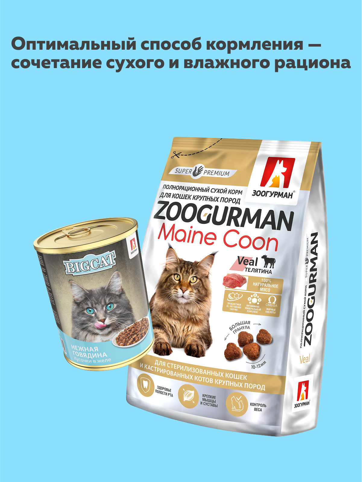 Корм влажный Зоогурман BIig Cat Sterilized с телятиной и кроликом 350гр х 12 шт - фото 5