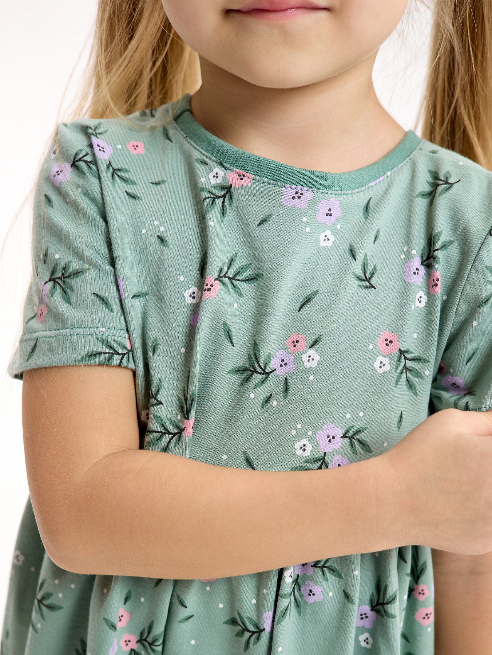 Платье LEVAKIDS платье для девочки с коротким рукавом_сказочные цветы - фото 10