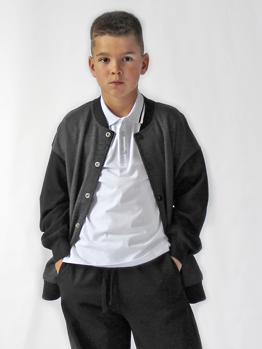 Бомбер STELLA MODA 15202 серый меланж/черный - фото 2