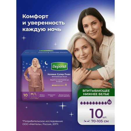 Подгузники для взрослых Depend M/L 10 шт.