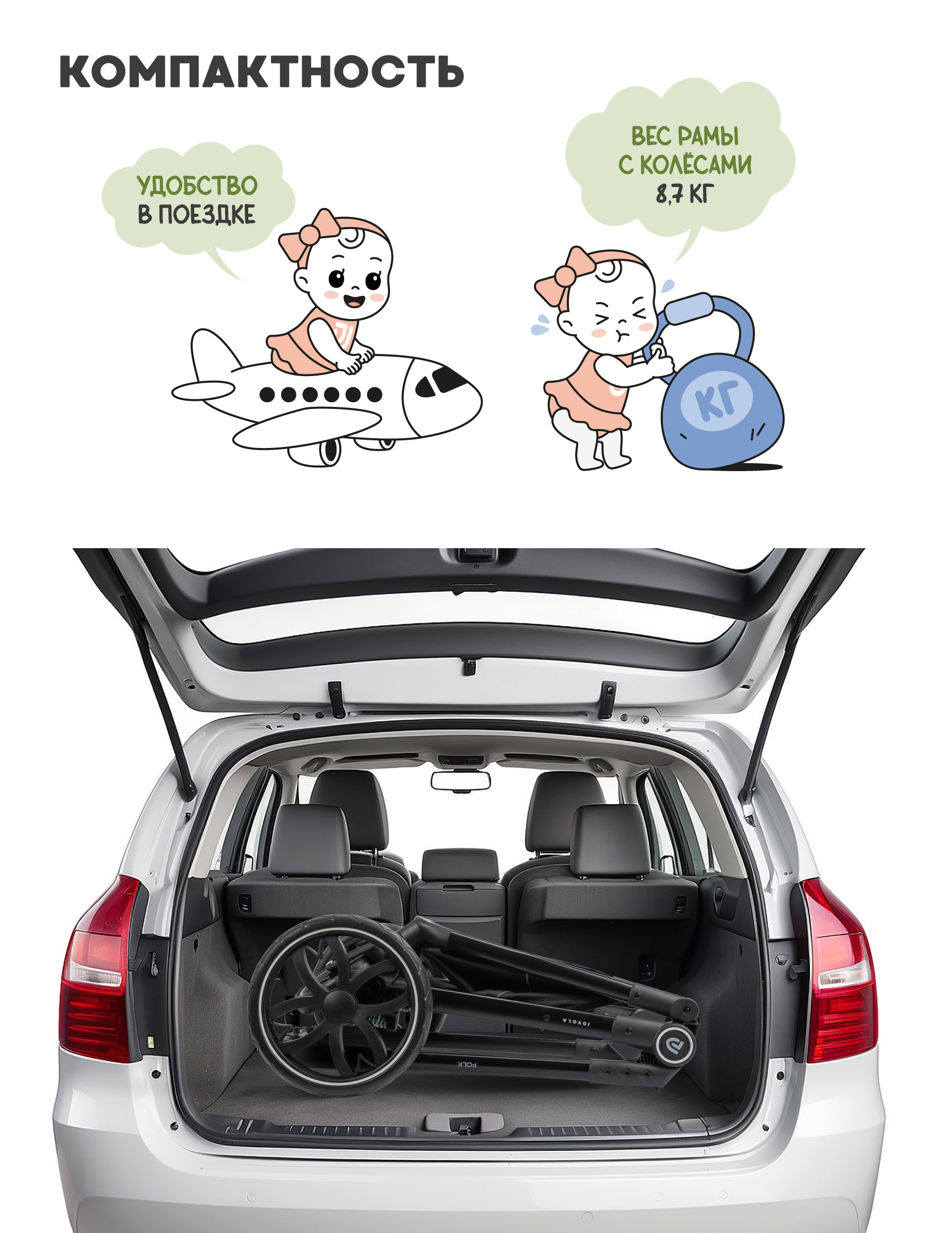 Коляска трансформер JOVOLA Truck, перекидная ручка зеленый - фото 2