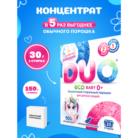 Стиральный порошок концентрат DUO Eco baby гипоаллергенный для детского белья 0+ - 2 шт.