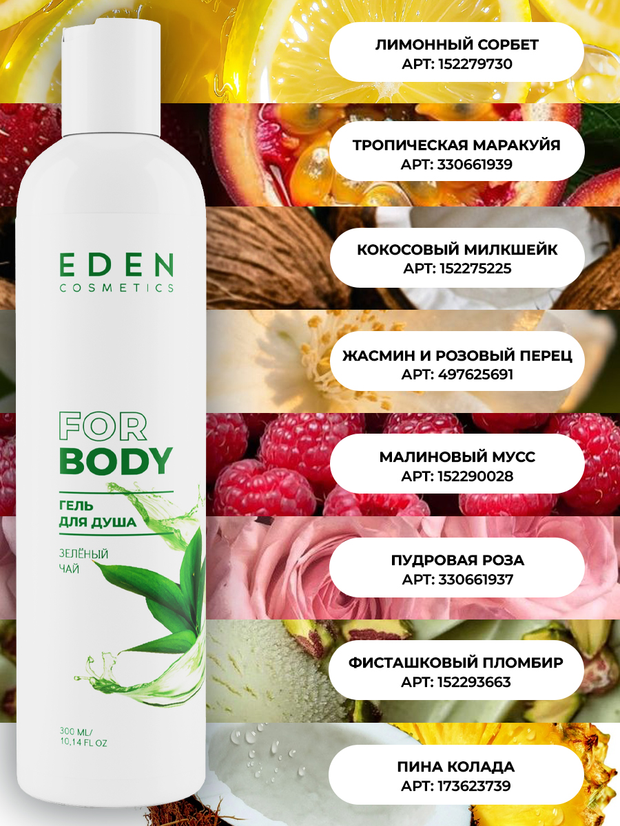 Набор EDEN Пудровая роза-Зелёный чай гель для душа - фото 5
