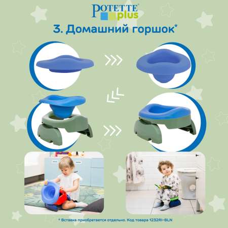 Дорожный горшок Potette Plus складной + 3 одноразовых пакета оливковый