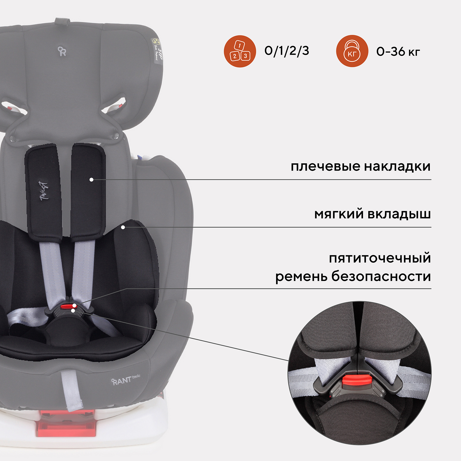 Автокресло Rant Basic Twist Black Isofix 0+/1/2/3 (0-36 кг) - фото 9