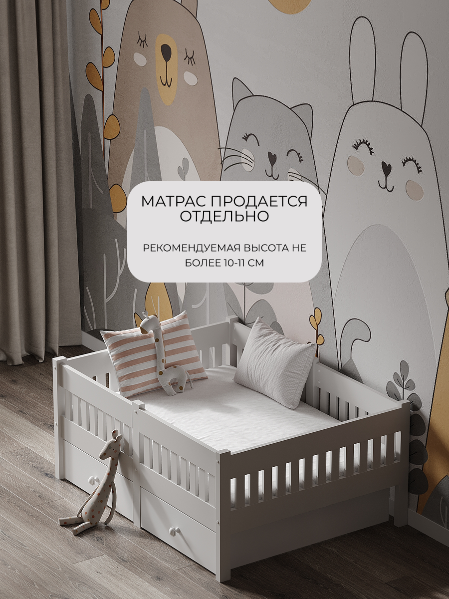 Кровать односпальная Moms charm Бортики (белый) - фото 6