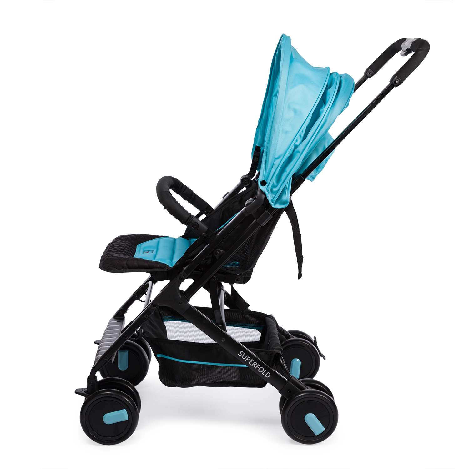 Коляска прогулочная hoco Superfold Black Turquoise - фото 8