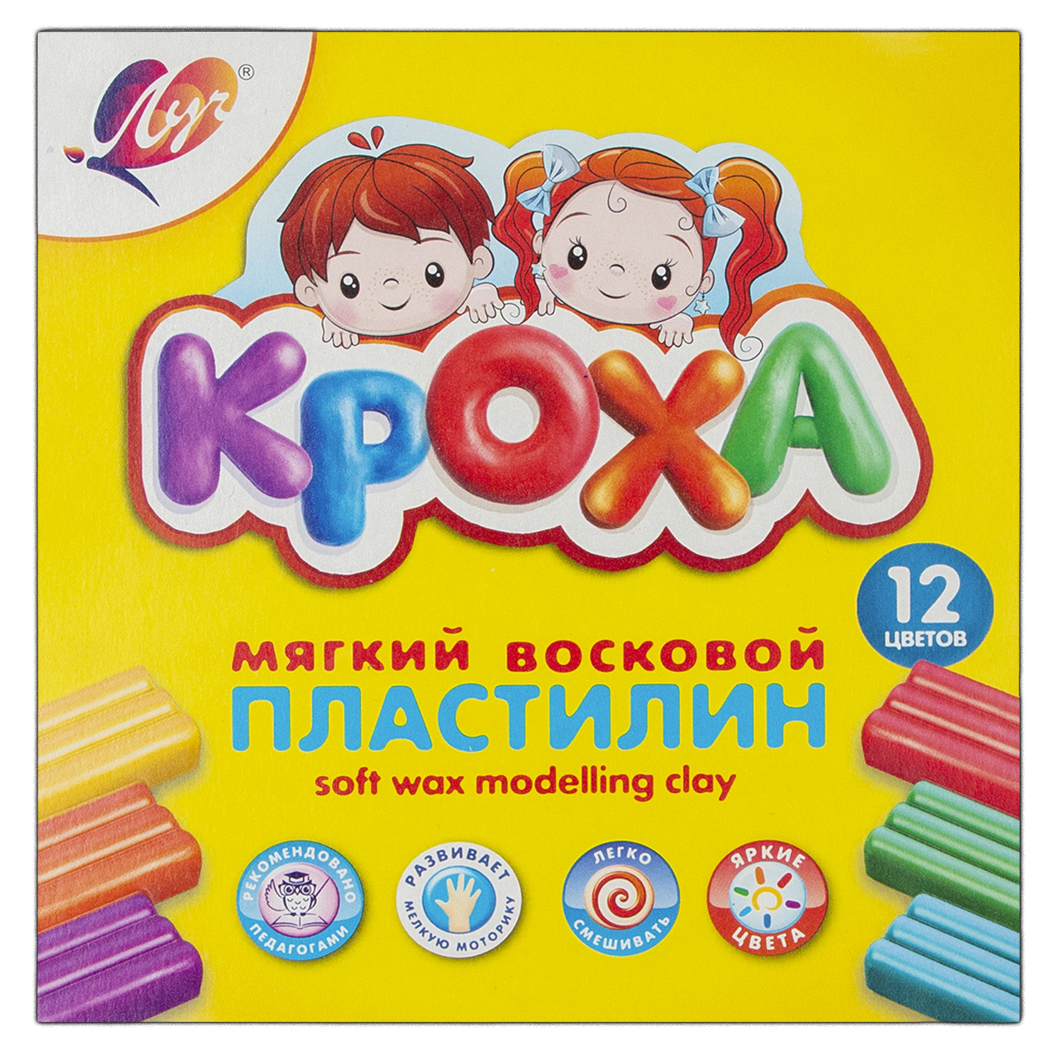 Изображение товара Пластилин Луч восковой 12 цветов мягкий и безопасный для детей