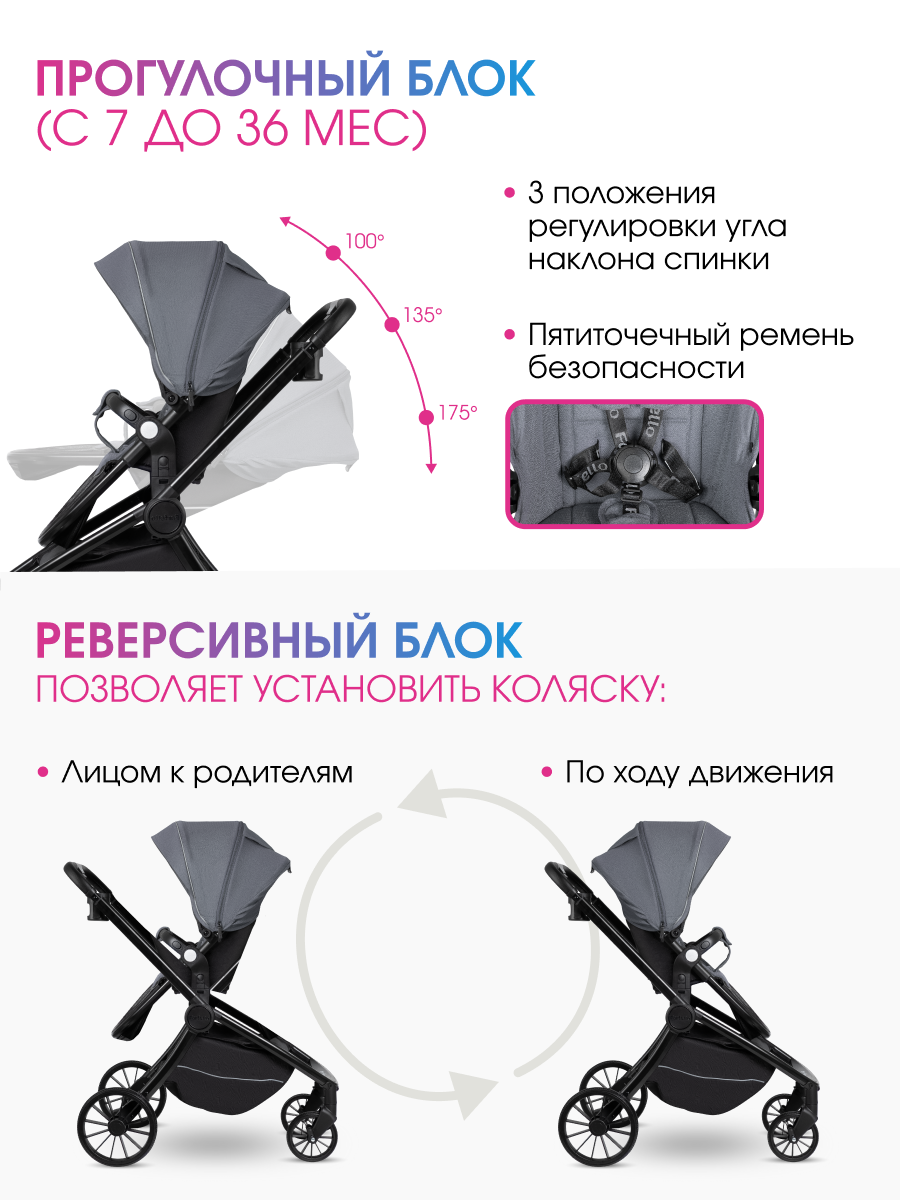 Коляска 3в1 Farfello Baby shell серый - фото 3