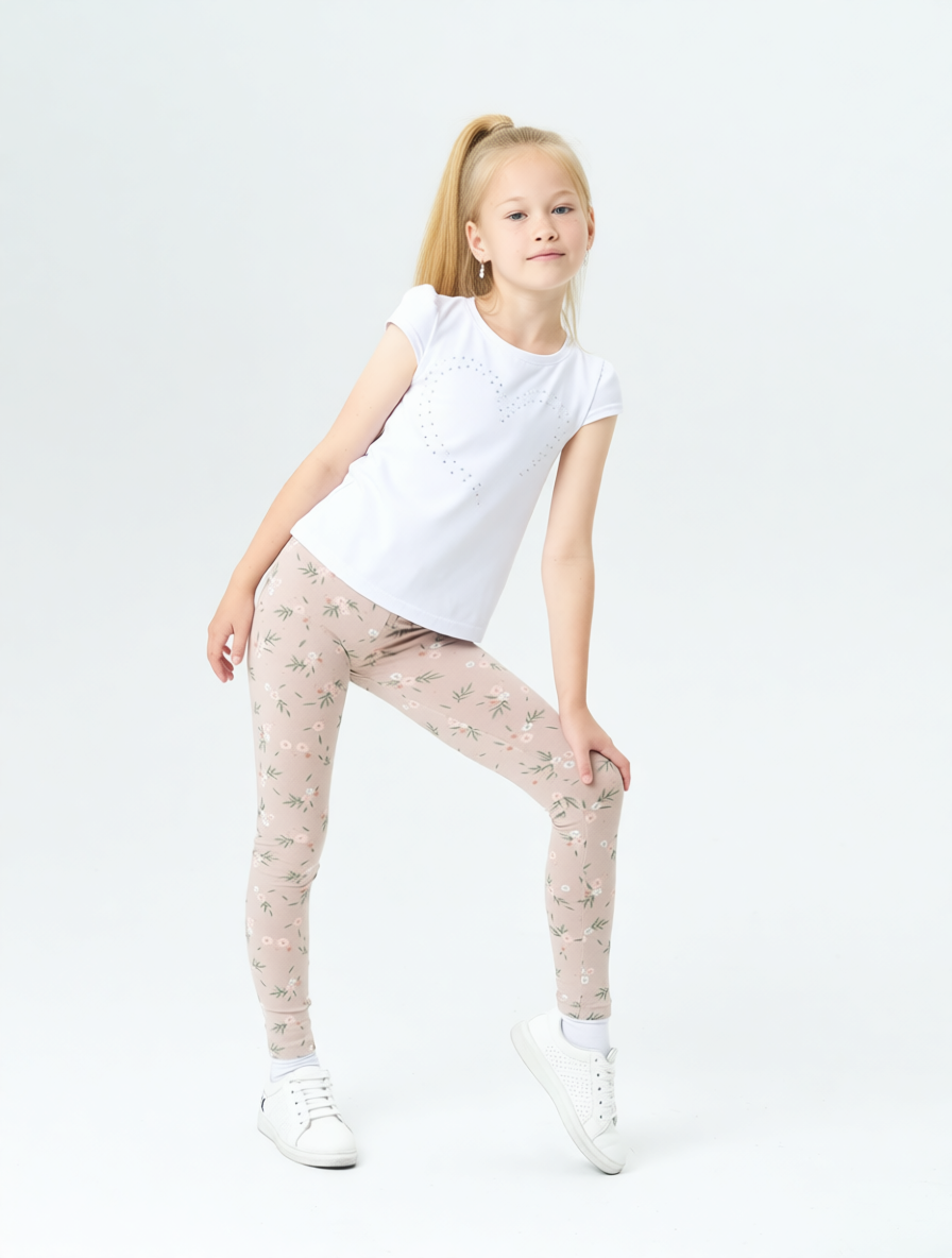 Леггинсы Персона Junior Сказочные цветы бежевые лосины - фото 2