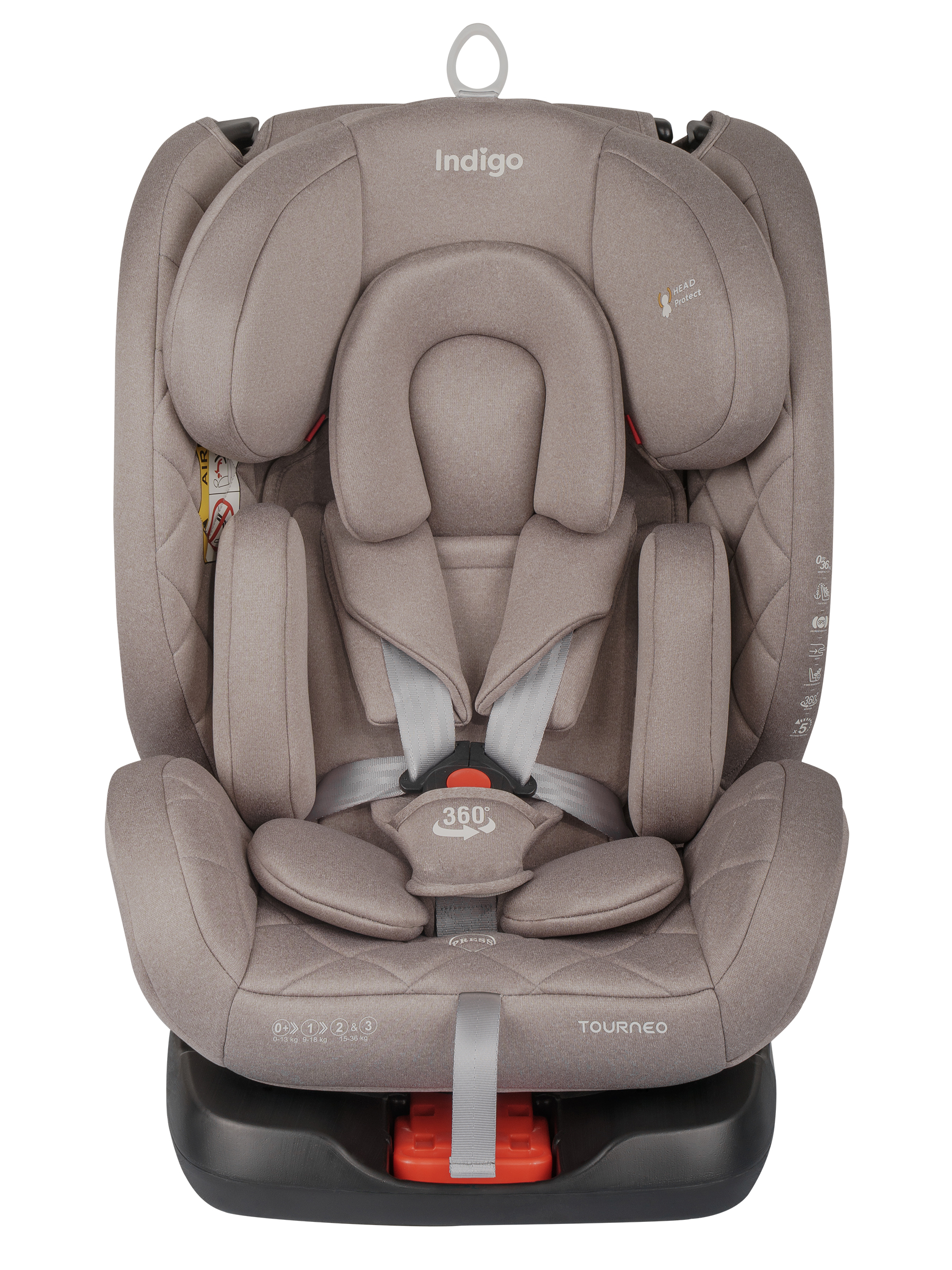 Автокресло Indigo Tourneo S Isofix 0+/1/2/3 (0-36 кг) бежевый - фото 15