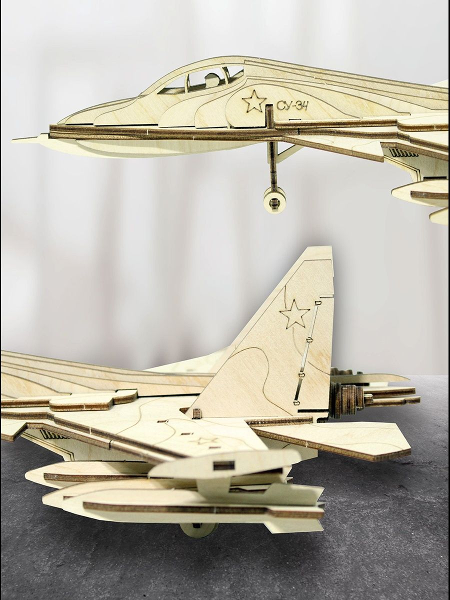 Конструктор ViromToys Самолет Истребитель деревянный - фото 4