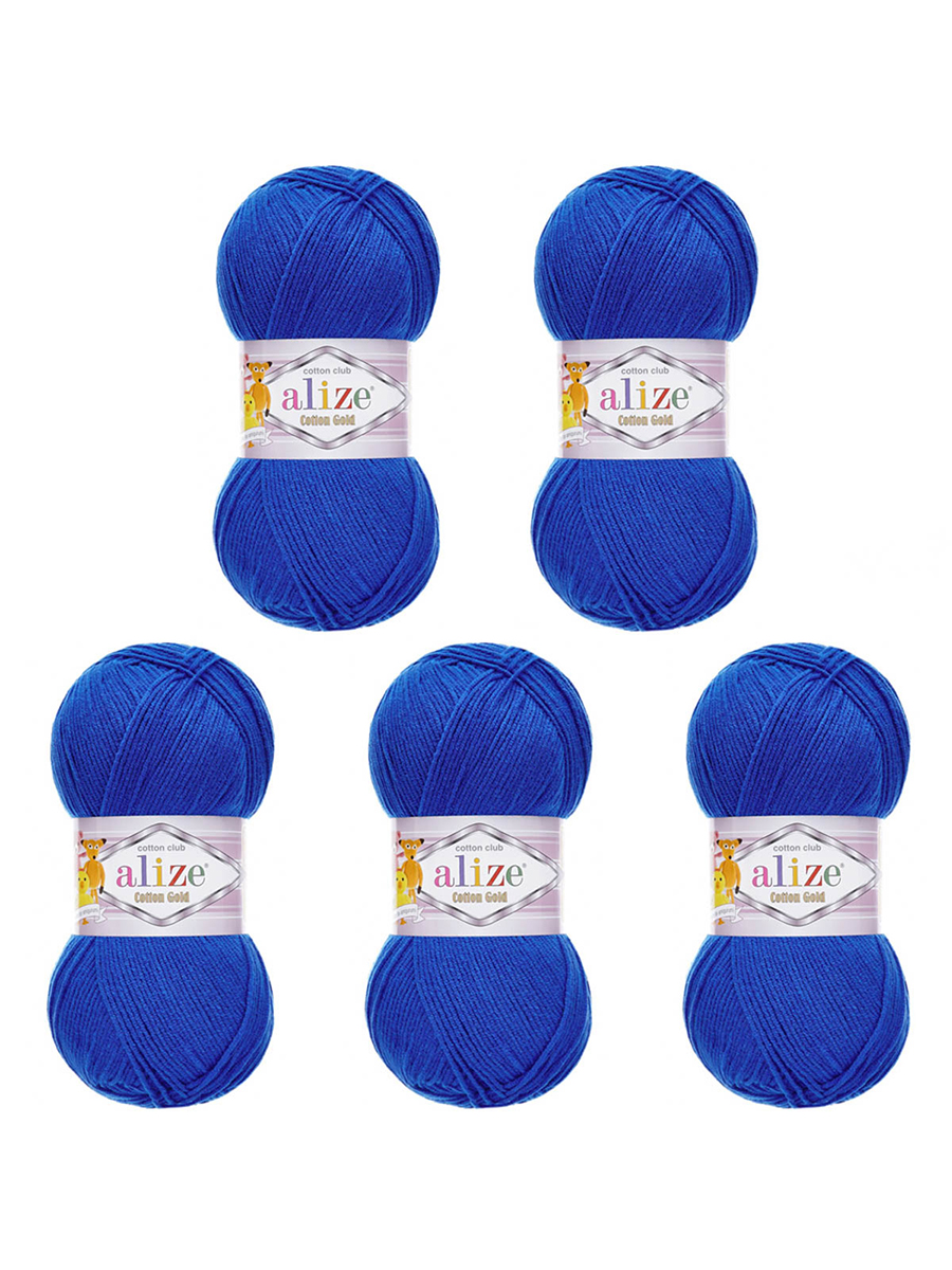 Пряжа Alize для теплой одежды пледов игрушек Cotton gold 100 гр 330 м 5 мотков 141 василек - фото 6