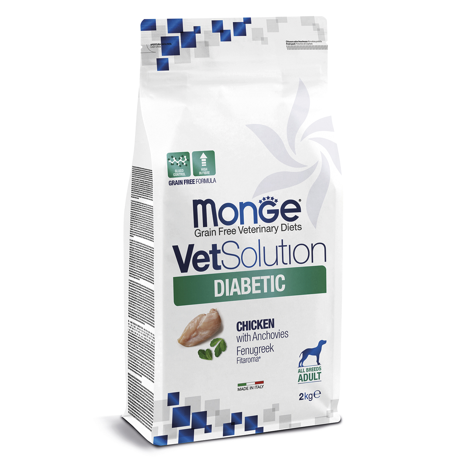 Корм для собак диетический MONGE VetSolution Dog Diabetic Диабетик при сахарном диабете 2кг - фото 1