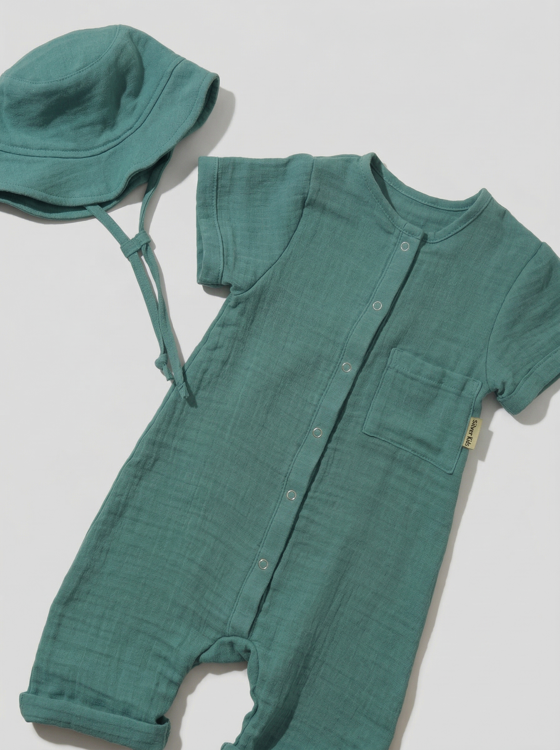 Песочник с панамкой Супер Пупс кос/мусл/хаки - фото 2