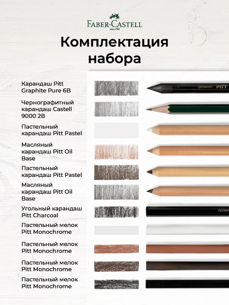 Набор для рисования Faber Castell Pitt Monochrome 12 шт. - фото 3