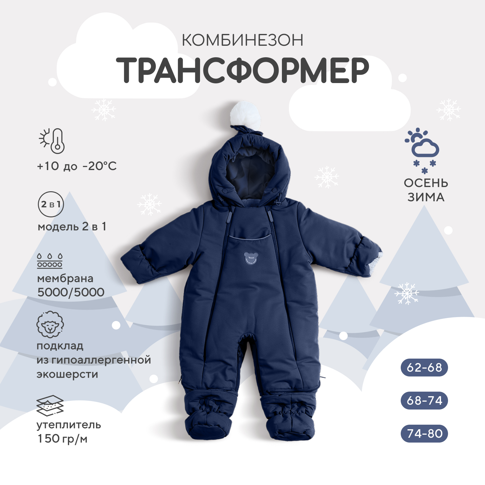 Комбинезон-трансформер Rant dark blue 159/5 - фото 2