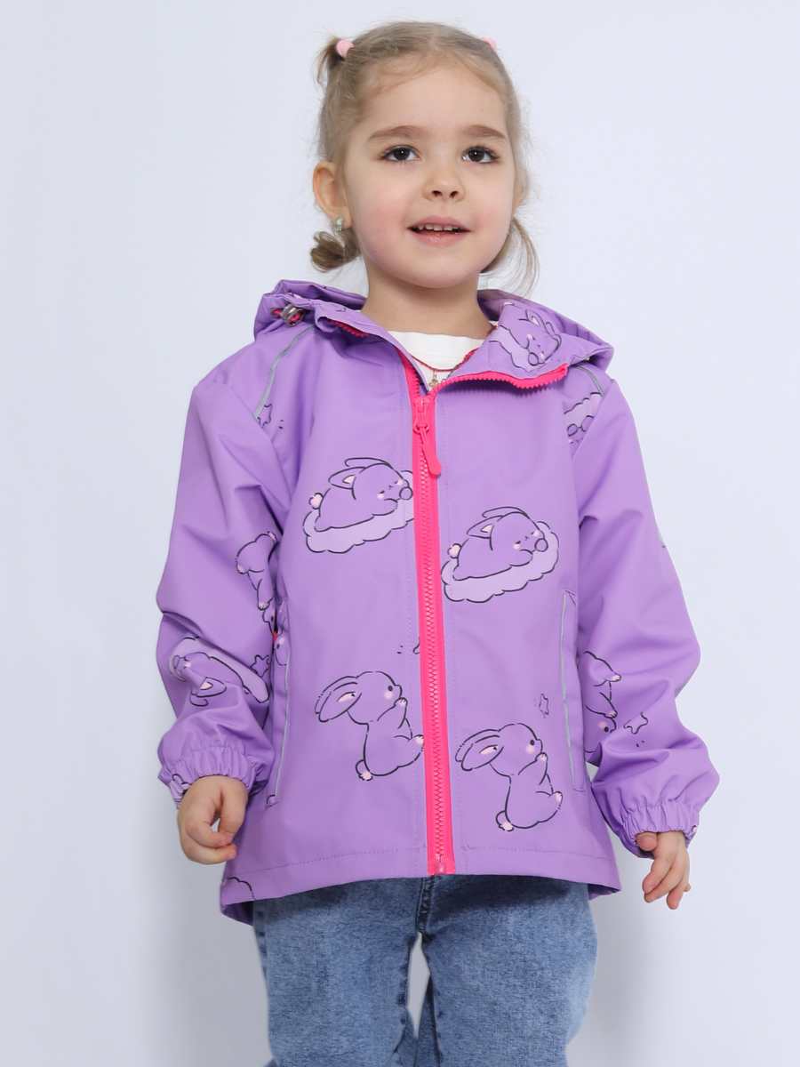 Изображение товара Демисезонная ветровка для девочек RuStyle 92 яркая с принтом кроликов