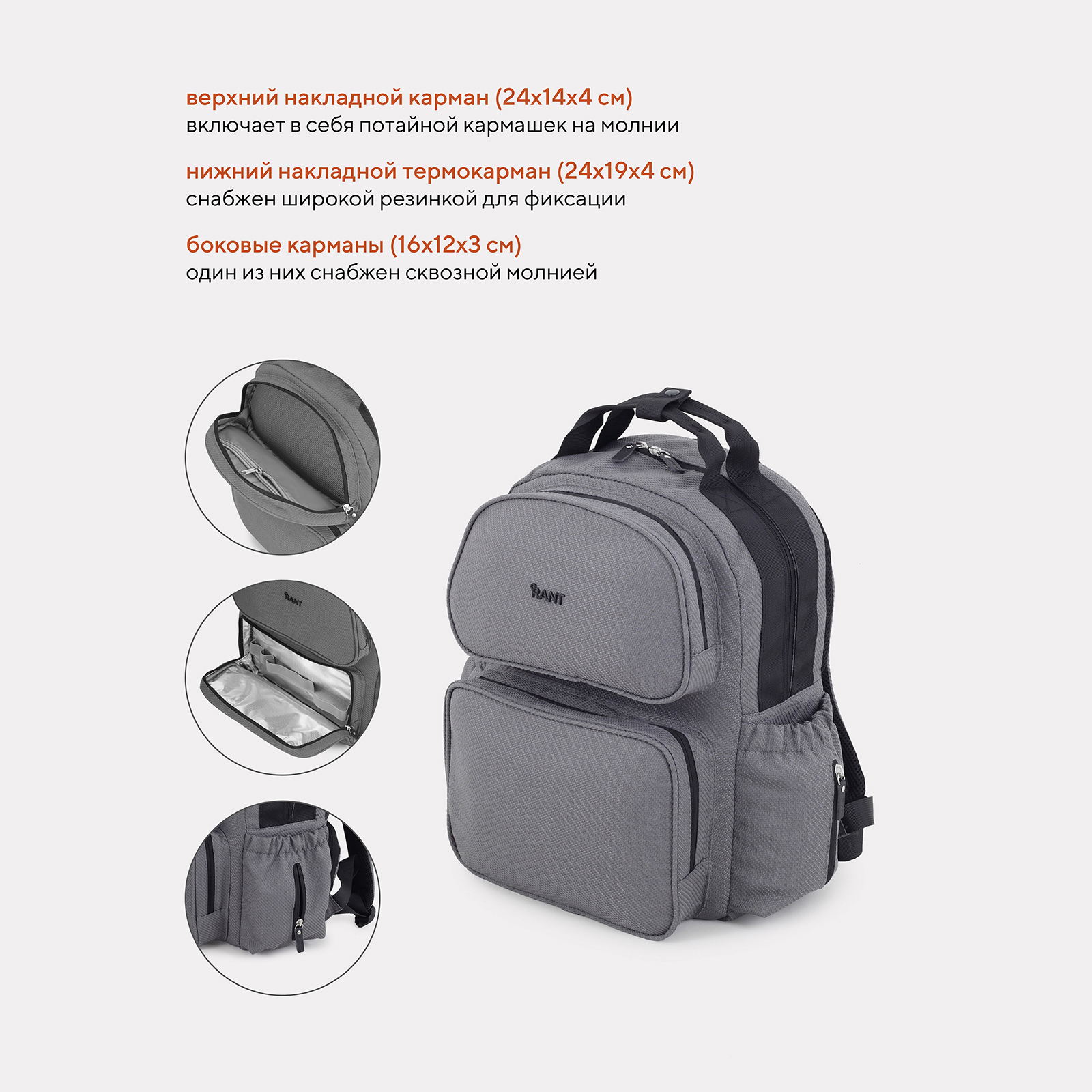 Рюкзак Rant Paxton серый - фото 3