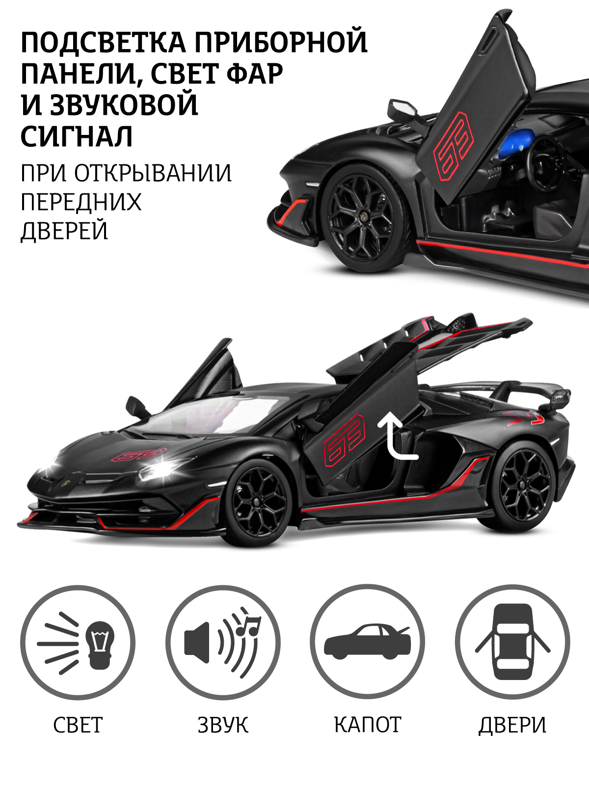 Автомобиль АВТОпанорама Lamborghini Aventador SVJ 1:24 JB1251511 - фото 3
