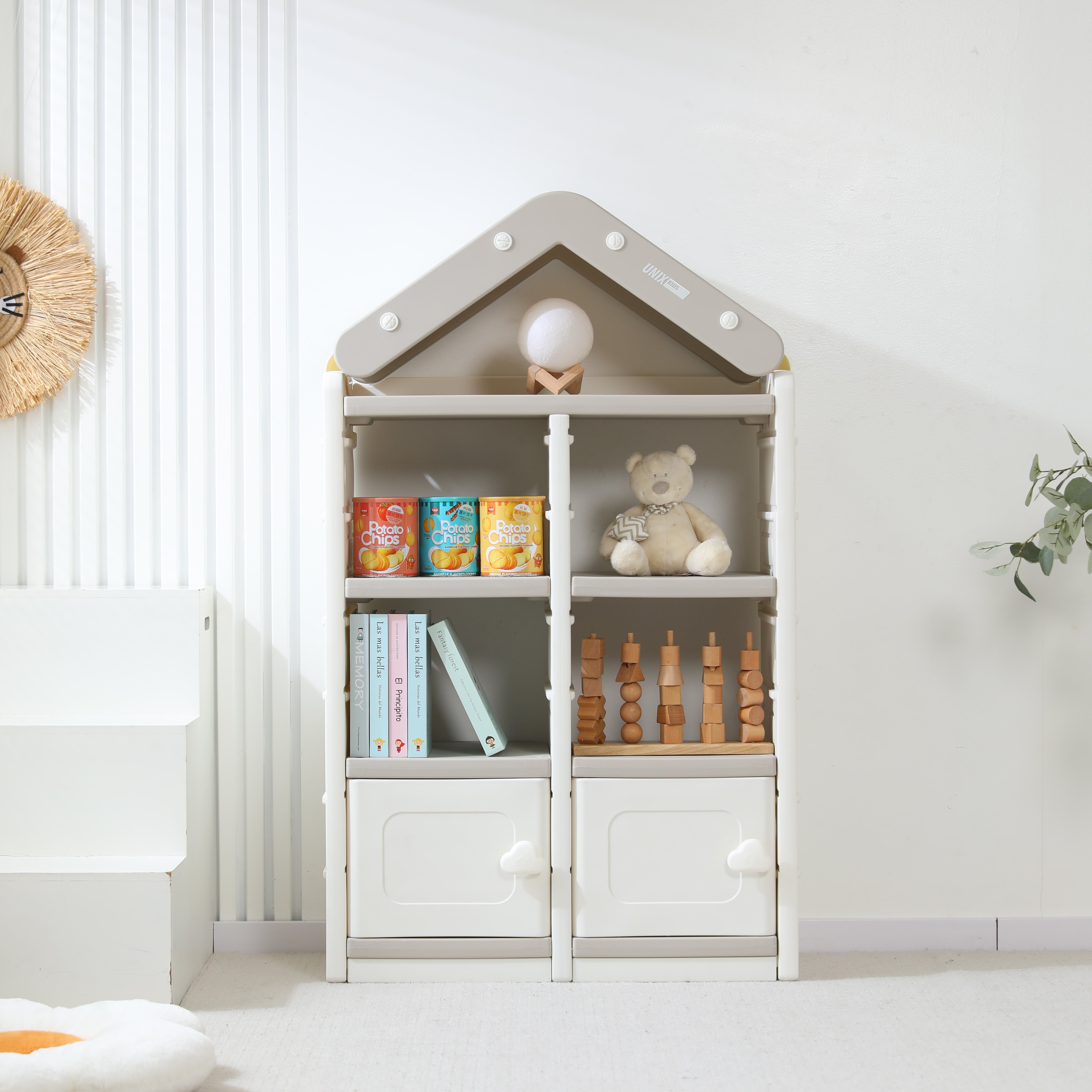 Стеллаж для игрушек UNIX Kids House 2 ящика Grey - фото 17