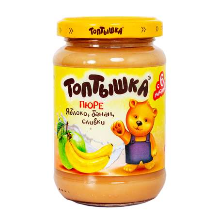 Пюре Топтышка Яблоко-банан-сливки с 6 мес 190 г