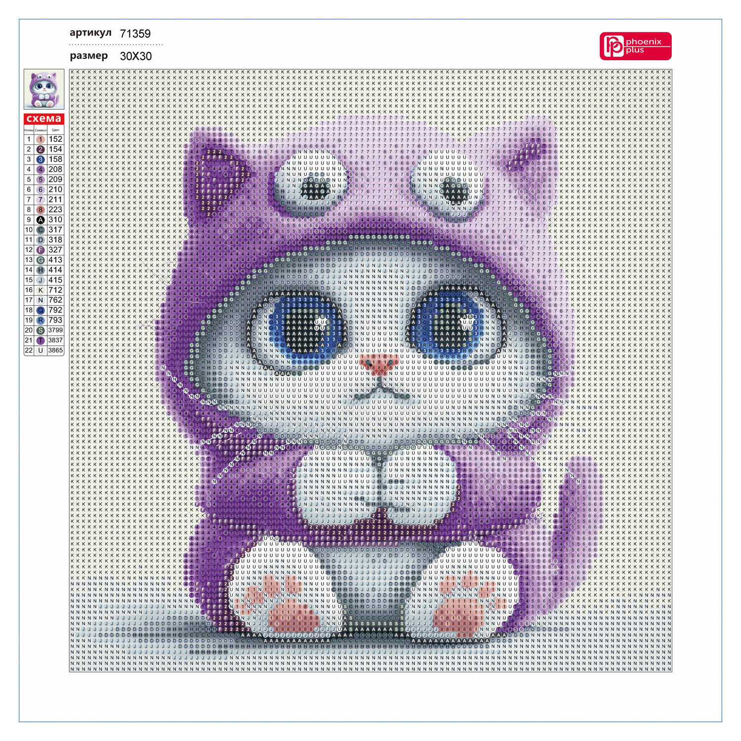 Алмазная мозаика Феникс + Кот в шапке - фото 3