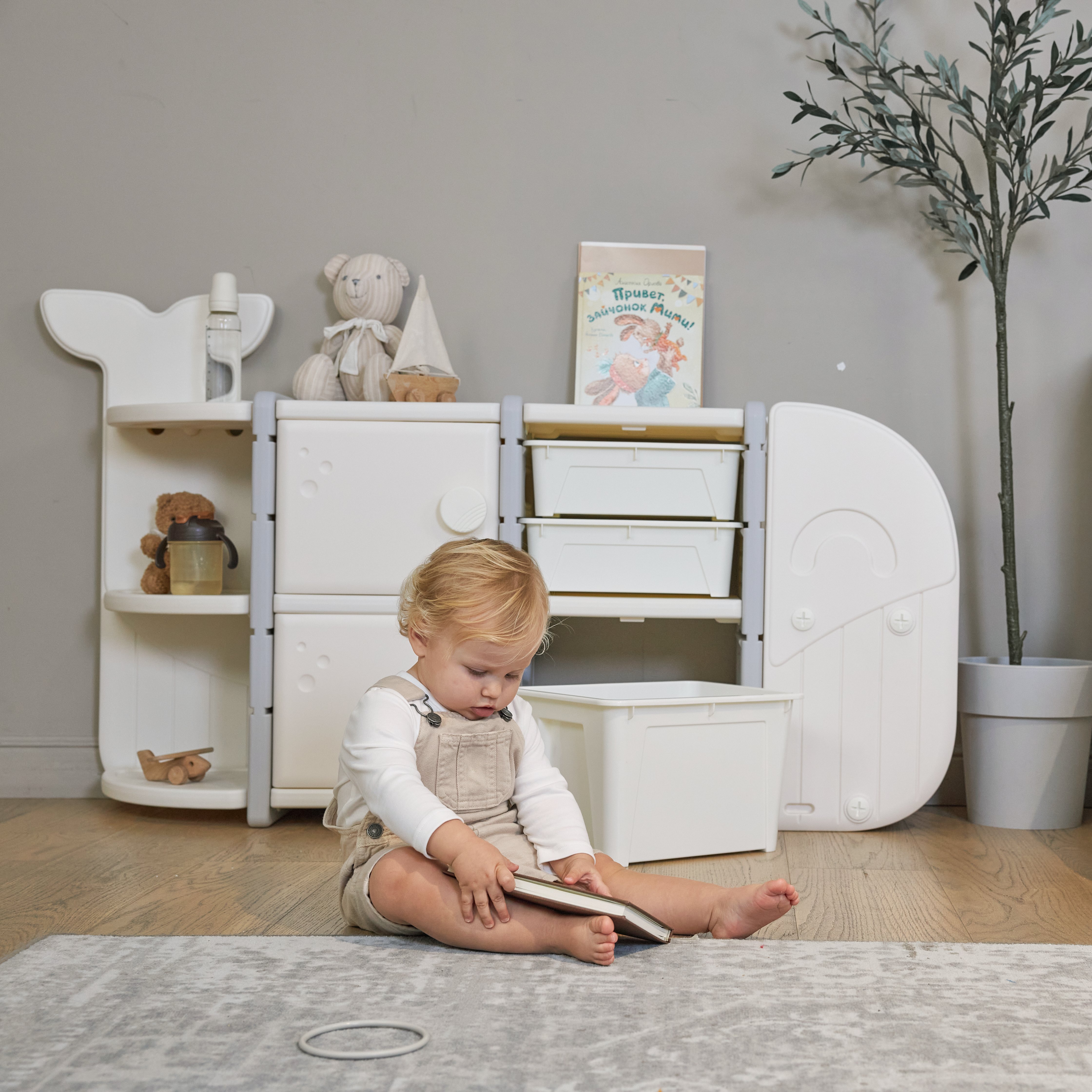 Стеллаж UNIX Kids Whale White 5 ящиков + полки - фото 11