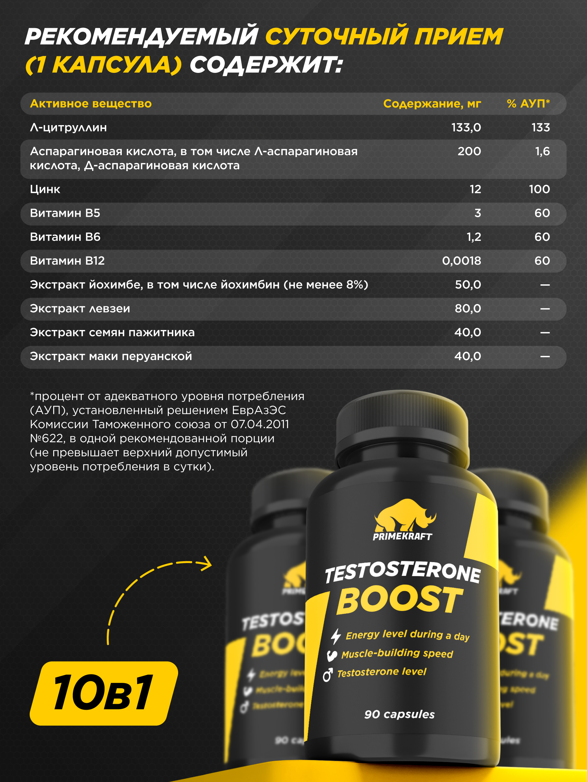 Комплекс для повышения тестостерона Prime Kraft 90 капсул - фото 5