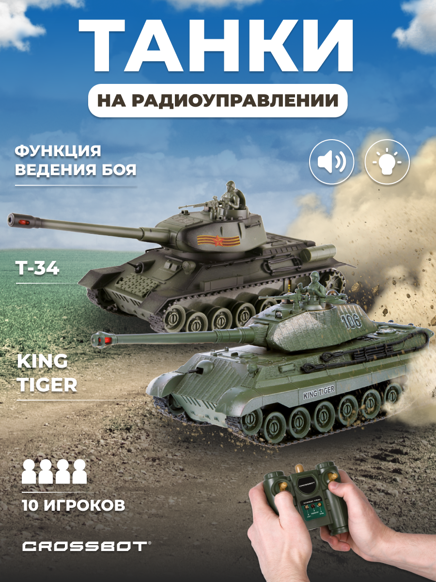 Танк РУ CROSSBOT Т-34 и KING TIGER 1:24 - фото 1