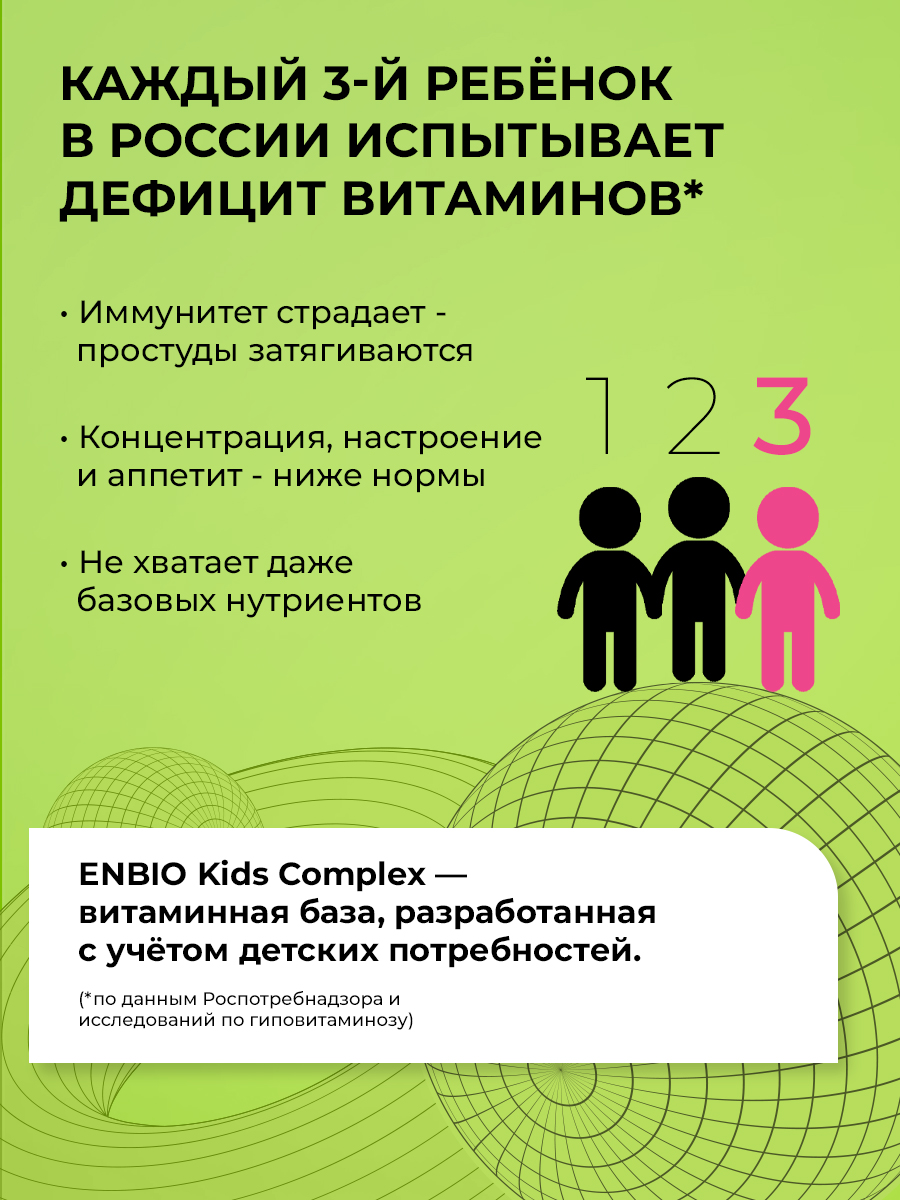 Витаминный комплекс для детей ENBIO 22 активных компонента для ребенка - фото 3