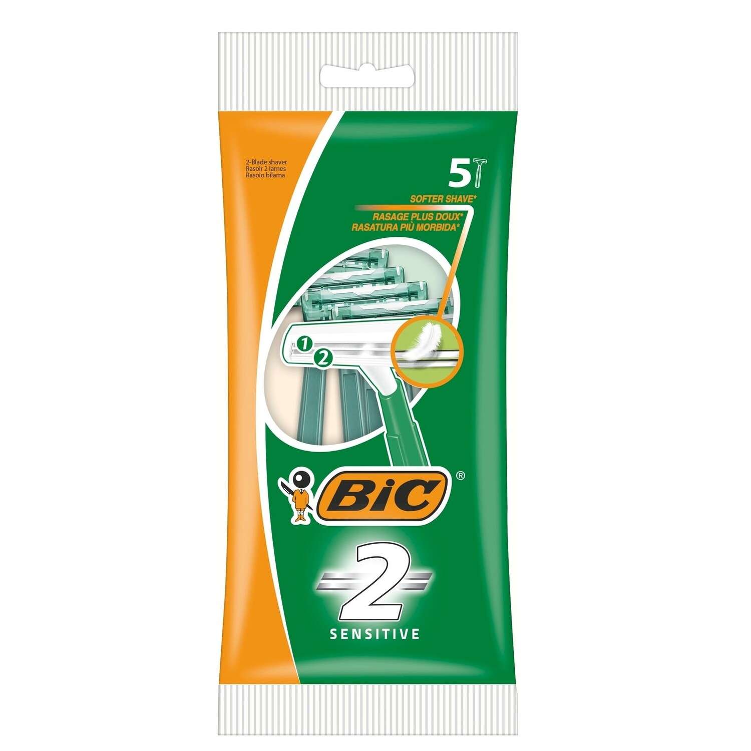 Бритва мужская одноразовая BIC 2 Sensitive 5шт - фото 1