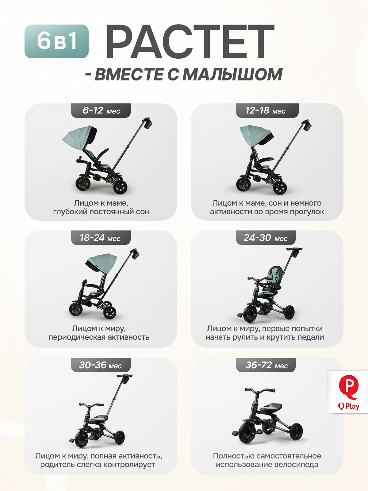 Трехколесный велосипед Q-Play 8 дюймов - фото 6