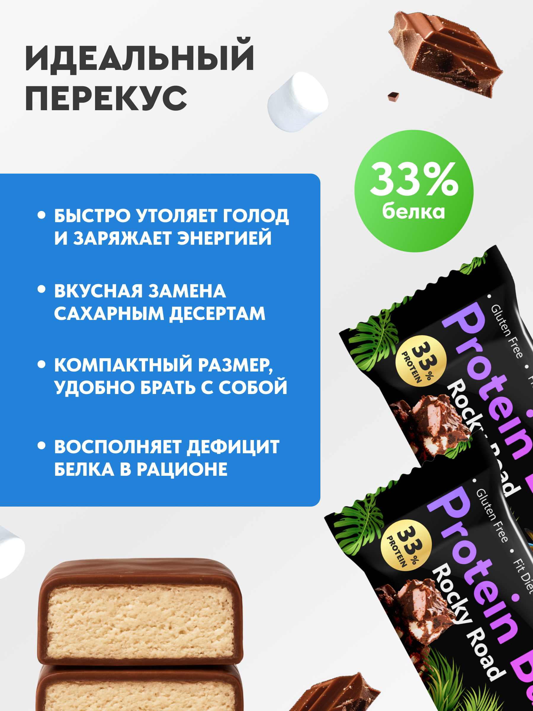 Протеиновый батончик FIT AND JOY со вкусом роки-роуд набор 16 шт - фото 3