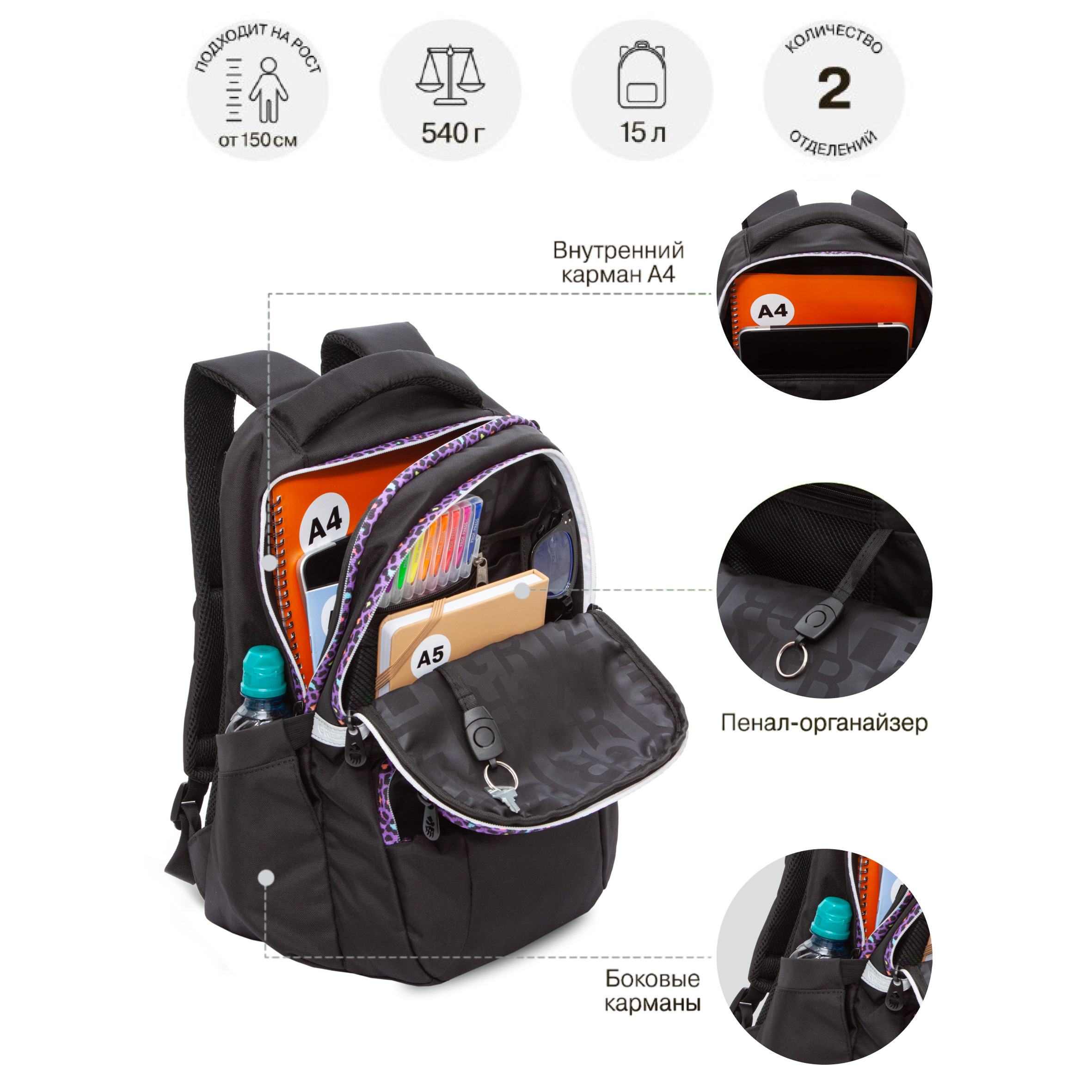 Рюкзак Grizzly для девочки - фото 7