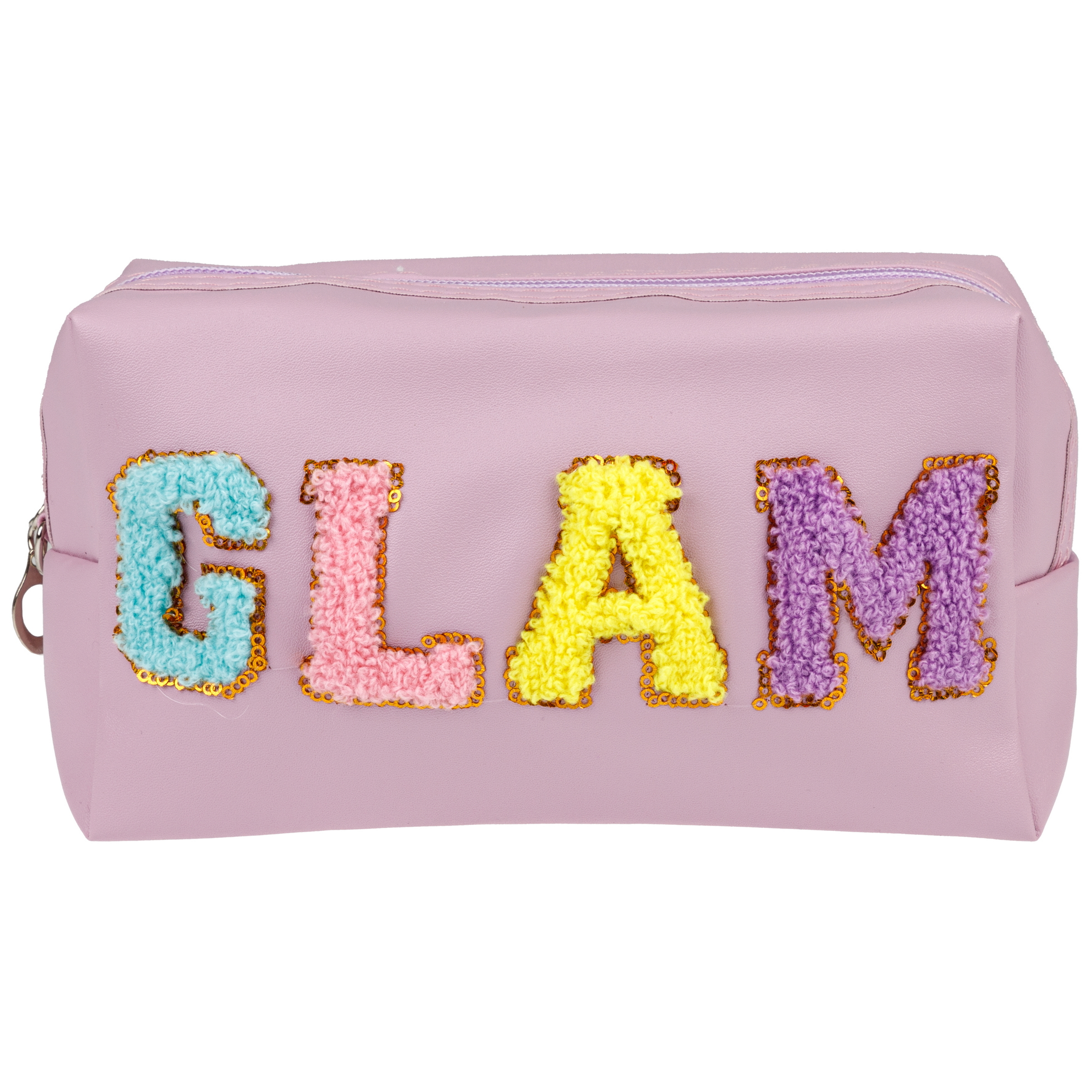 Косметичка LUKKY Glam Style с вышивкой плюшевыми буквами 18х 10х 8 см - фото 3