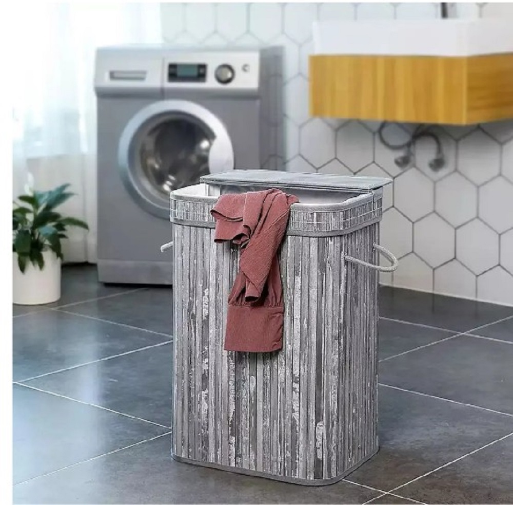 Корзина для белья ZDK Homium for Home Eco квадратная серый - фото 5