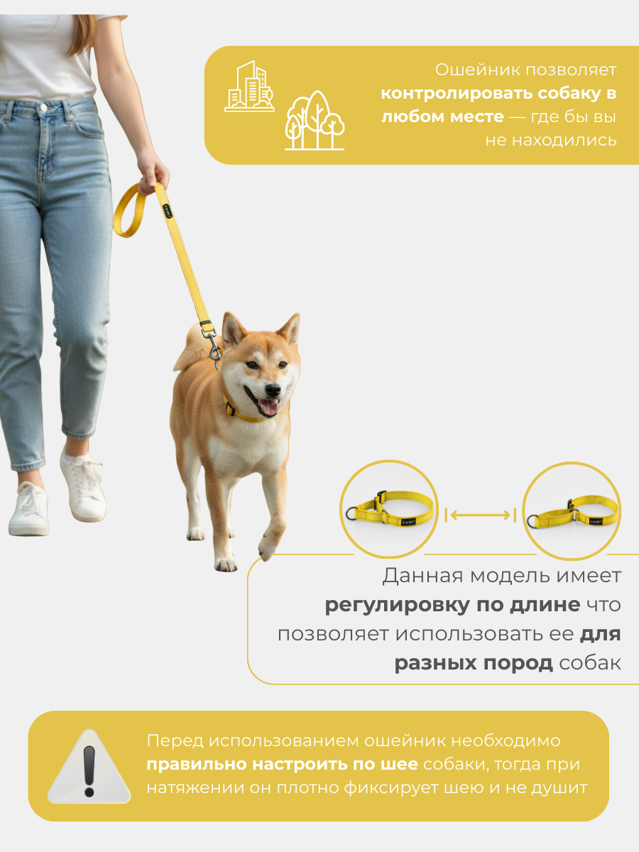 Ошейник для собак Easy Pets 5003 Martingale желтый р-р S 30-40 - фото 6