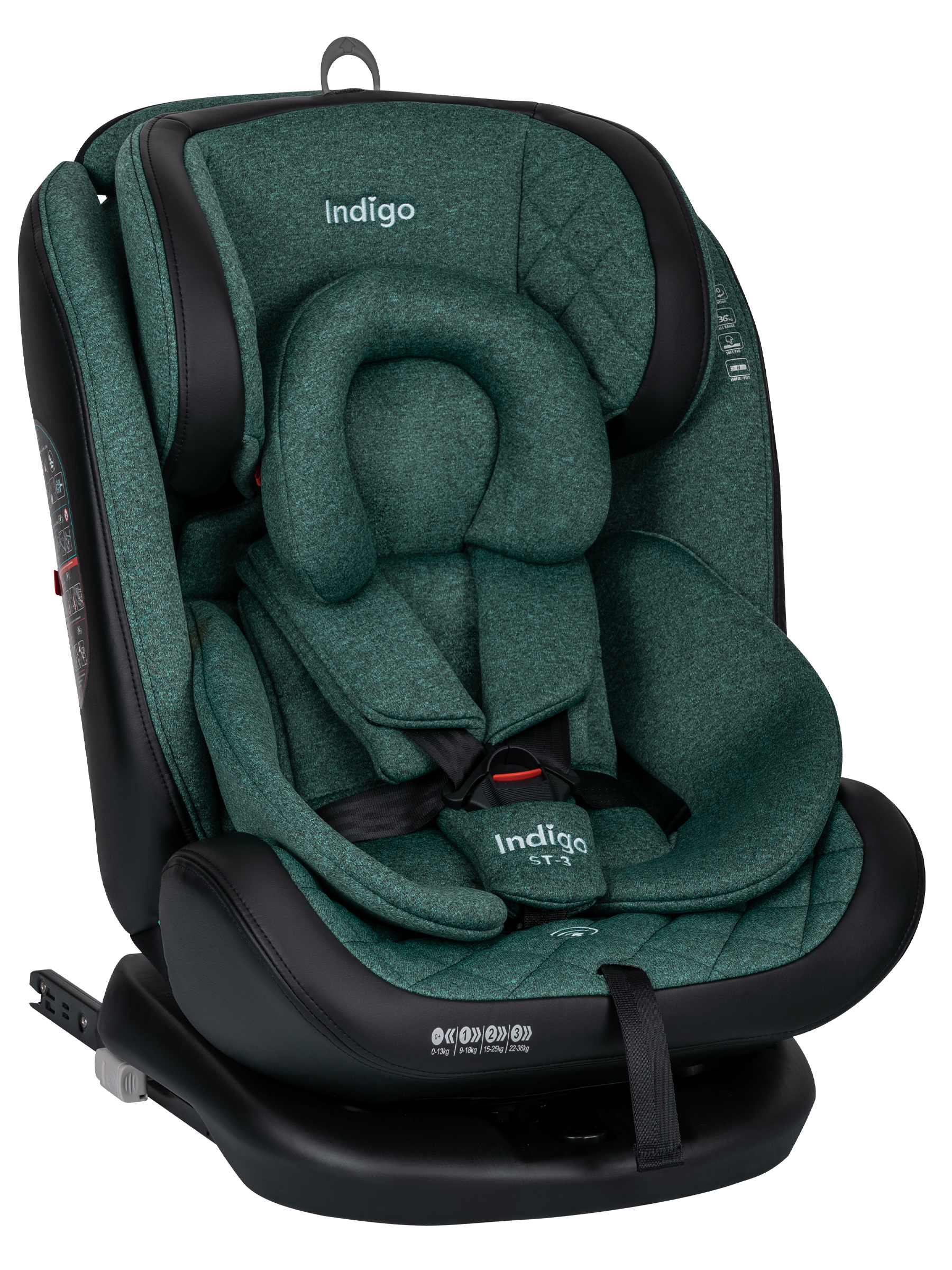 Автокресло Indigo Aero, зеленый Isofix 0+/1/2/3 (0-36 кг) - фото 1