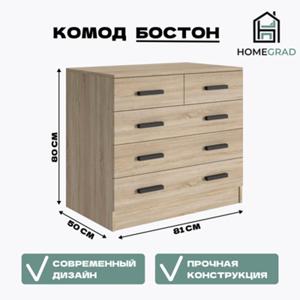 Комод HomeGrad Boston (дуб сонома) - фото 2