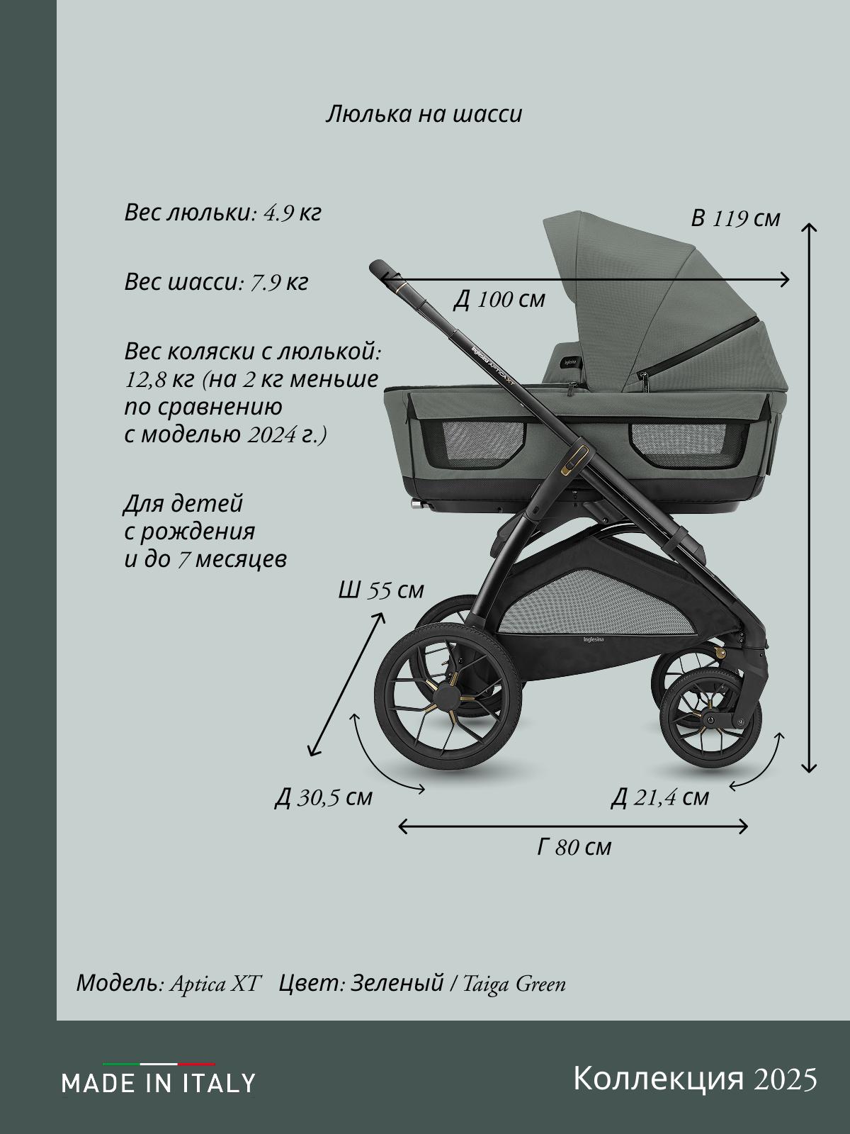 Коляска 3в1 Inglesina зеленый - фото 6