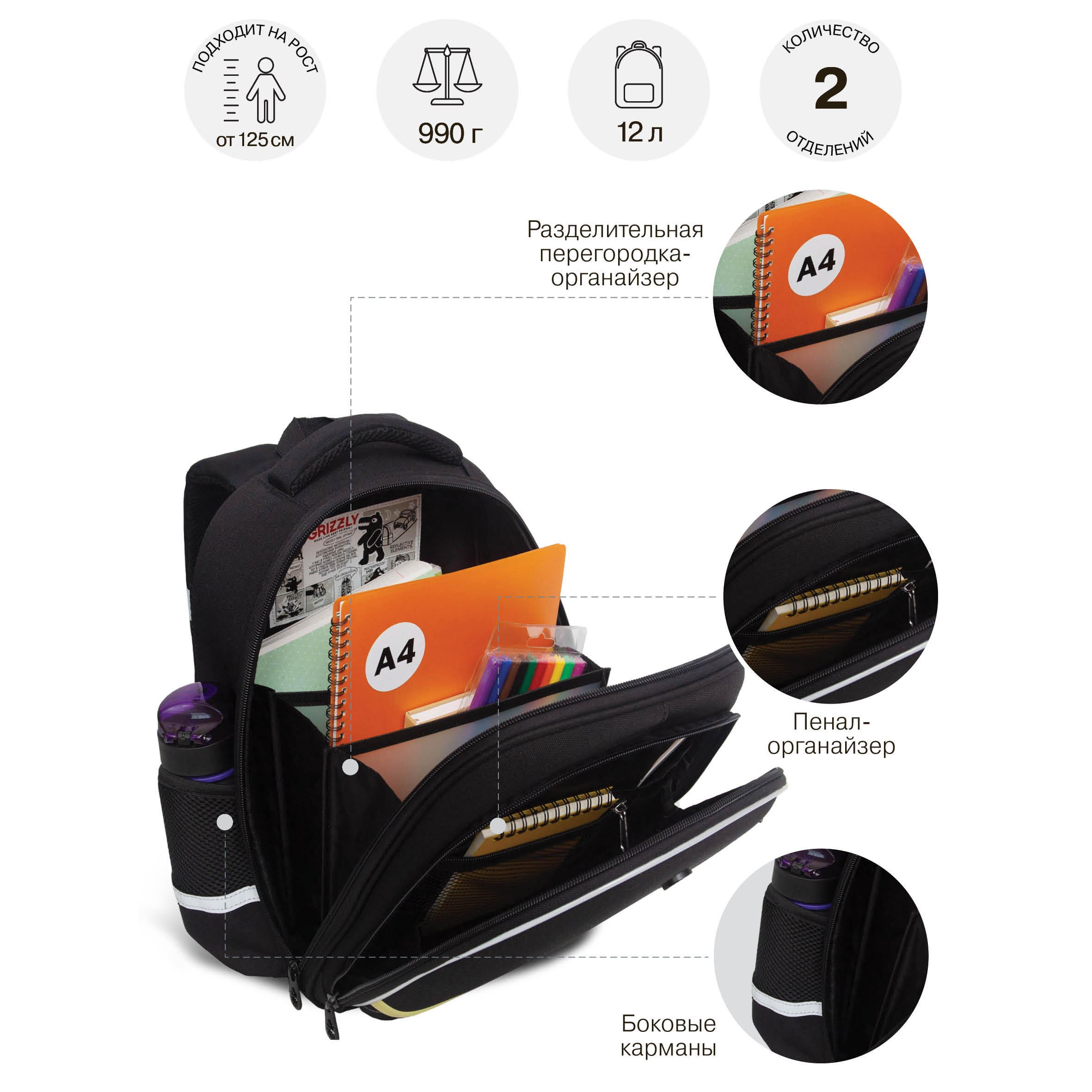 Ранец Grizzly Бант - фото 8