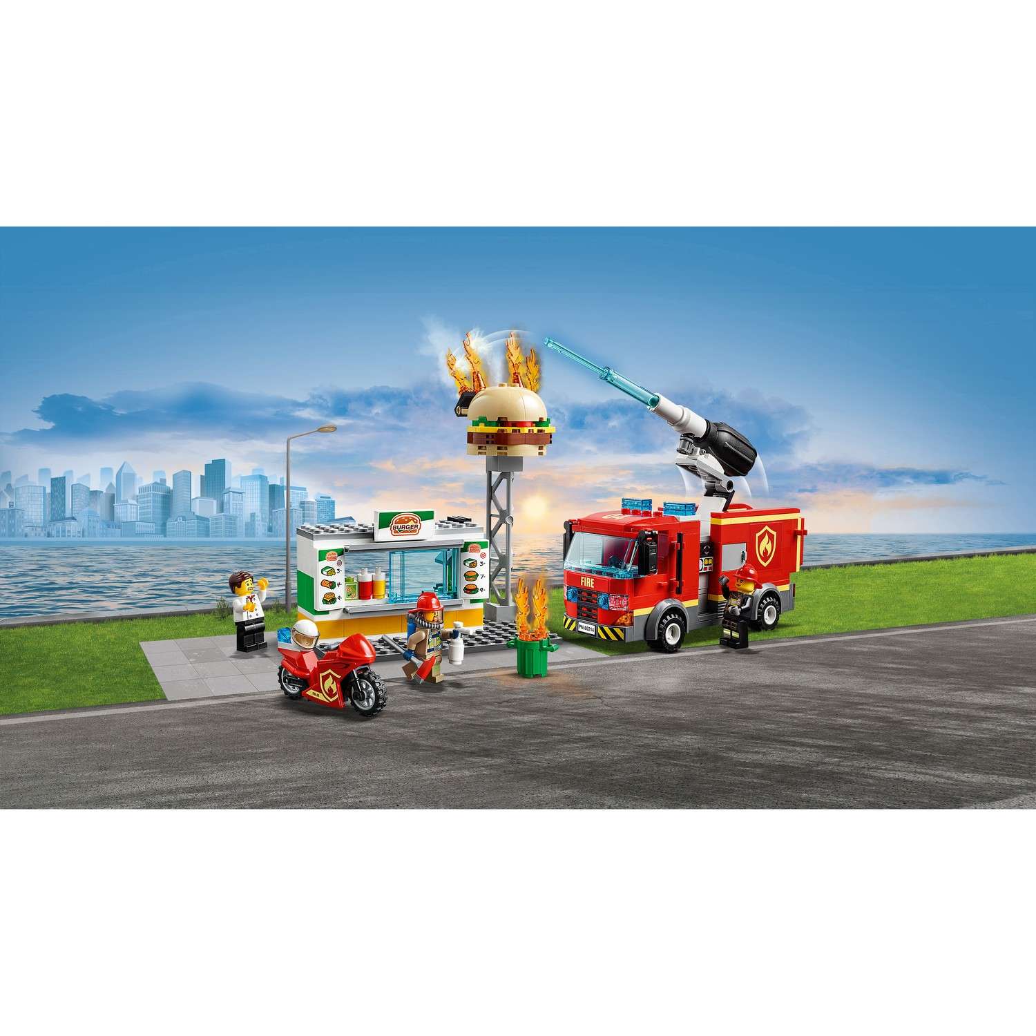 Конструктор LEGO City Fire Пожар в бургер-кафе блочный - фото 5