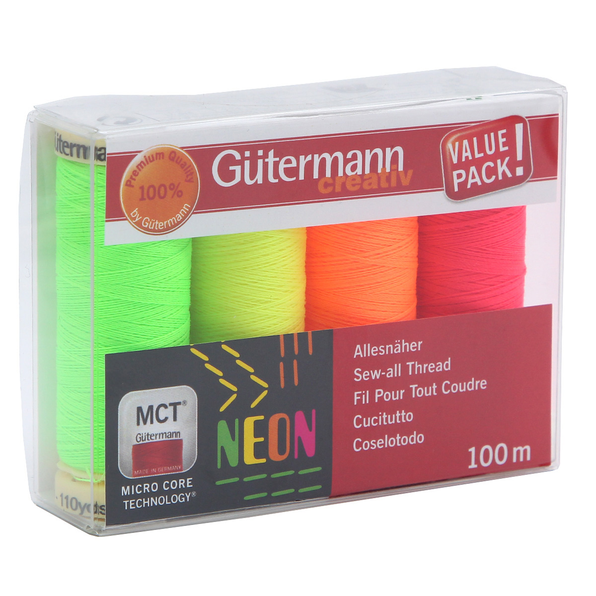 Нитки для шитья Sew-All NEON Guttermann 100м 4шт - фото 4