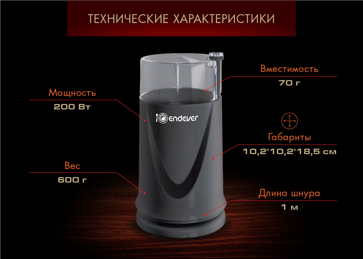 Кофемолка ENDEVER COSTA-1052 - фото 4