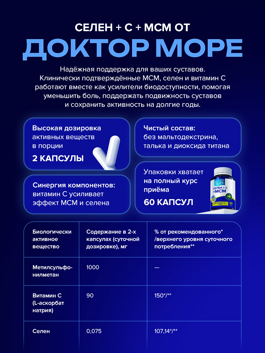 МСМ Комплекс Доктор Море с Витамином С и Селеном - фото 8